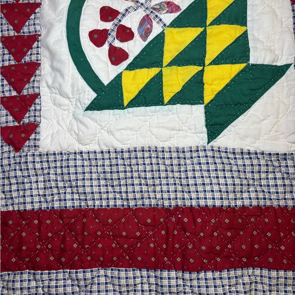 Vintage Patchwork Quilt Flower Basket With Shams 78x79 Appliqué Quilted - Picture 6 of 16